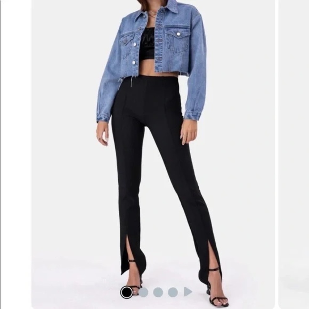 Black slit hem High-Waisted Pants